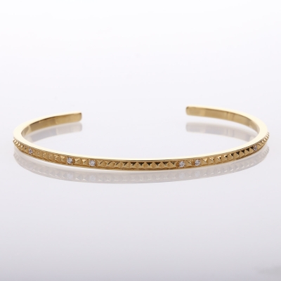 スリム スタッド バングル ダイヤモンド K18ゴールド Bracelet Velvet