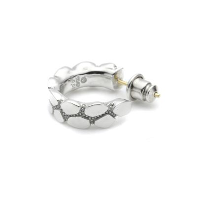 ジオメトリースケールフープピアス ホワイト/ダイヤモンド Pierce